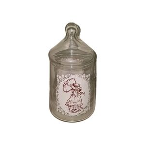 Holly Hobbie Vintage Glass Cookie's Jar with Floral Design